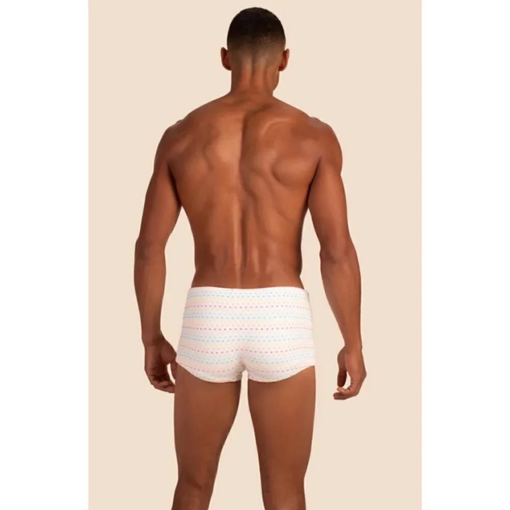 MR TURK Sorrento Swim Trunk ~ White Dotted Stripe Swim Knit Small S NWT